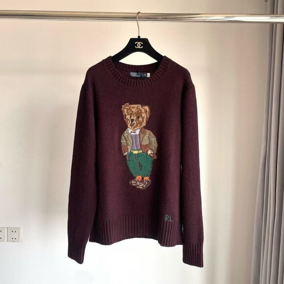 Polo Ralph Lauren Maroon Sweater with Bear Motif - Picture 1 of 6